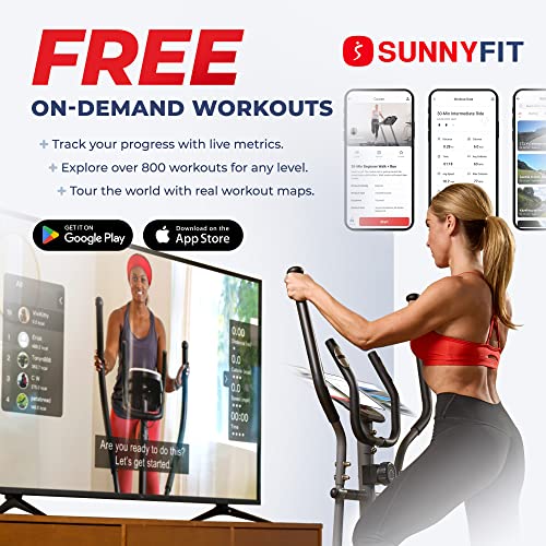 Sunny Health & Fitness Upright Elliptical for Full Body Arm Leg Workout - color: Matte Black