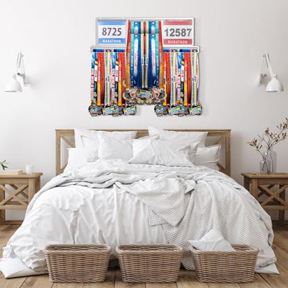 Shimeyao Medal Holder, Metal Wall Rack, 34.37 x 11.22 Inch, Silver - color: Silver, size: 34.37 x 11.22 Inch