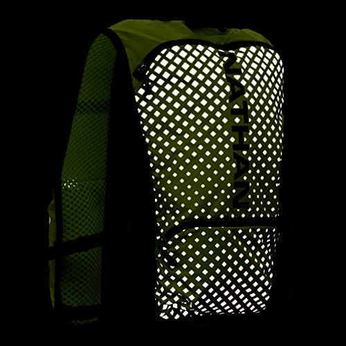 Nathan Hypernight QuickStart 2.0 4 Liter Hydration Pack w/ 1.5L Bladder, Reflective to Be Seen at Night, Front Water Bottle Pockets, Moisture Wicking, Unisex - style: Hi Vis Yellow/Geo Print