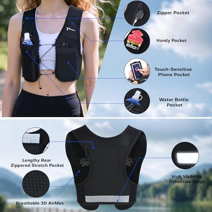 Running Vest for Women Men, Lightweight Hydration Vest for Training Runs - size: Medium-Large