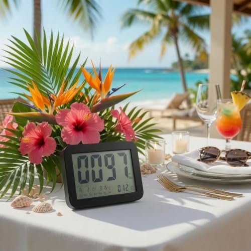 9999 Days Count Up & Countdown Clock - Reusable Digital LCD Timer with Large Display - Visual Timer & Calendar for Retirement, Wedding, Birthday, Holiday & More (Black)