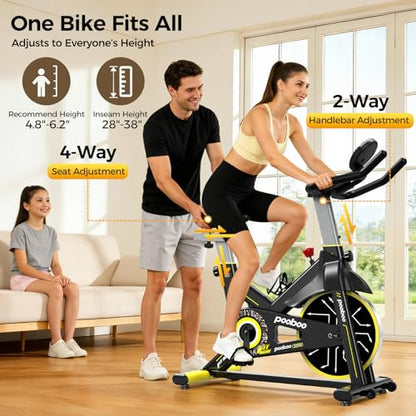 Exercise Bike,Stationary Bike for Home,Magnetic Indoor App Cycling Bike - color: Silver Yellow