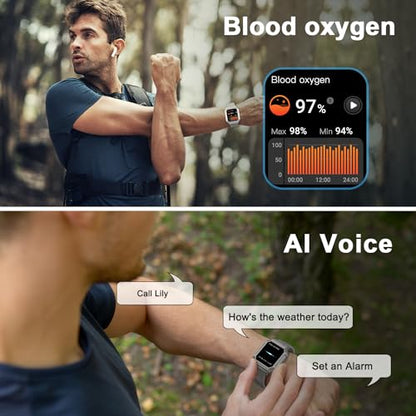 Smart Watch for Men Fitness Tracker: Military Smart Watches for Men Digital Mens Watches Make/Answer Call Running Waterproof Smartwatch Android Phones iPhone Samsung Compatible Heart Rate Monitor - color: Grey