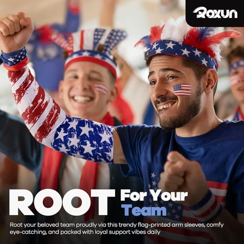ROXUN Arm Sleeves Cooling UV Sun Protection Sport Compression for Men Women - color: 2 Pairs America Flag-1
