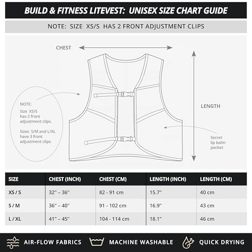 Build & Fitness LITEVEST Running Vest with 2X 500ml Soft Flasks – 7 Pockets, Lightweight, Breathable Hydration Vest – Premium, Secure, Comfort & Style for Training, Trails, Marathons & Everyday Runs - size: XS / S