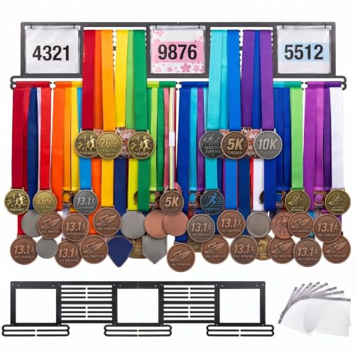 Shimeyao Large Race Bib and Medal Display Hanger, 55 x 11.22 Inch, Black - color: Black, size: 55 x 11.22 Inch
