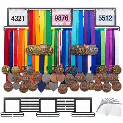 Shimeyao Large Race Bib and Medal Display Hanger, 55 x 11.22 Inch, Black - color: Black, size: 55 x 11.22 Inch