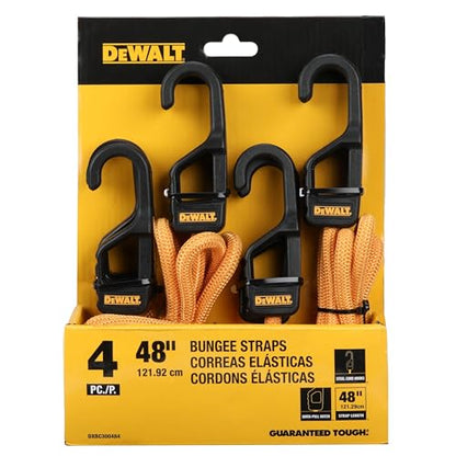 DEWALT 48" Premium Round Bungee Cords, Interlocking Quick-Pull Notch, 4-PK - size: 48"