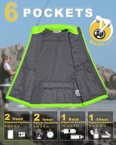 33,000ft Men's Windproof Lightweight Golf Vest Outerwear Sleeveless Jacket - color: Fluorescent Green, size: 3X-Large