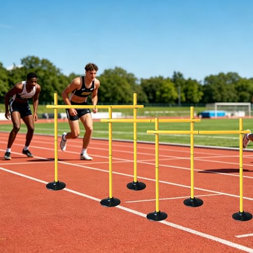 31" Adjustable Agility Hurdles, Soccer Training Poles, Dog Agility Jumps and Weave Equipment for Indoor and Outdoor Use - color: Yellow 3