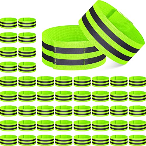 150 Pieces Reflective Arm Bands for Night Walking Ankle Band for Runners Reflective Wrist Band Cycling Running Gear Reflector High Visibility Tape Straps - color: Green