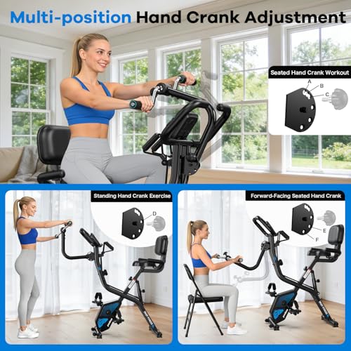 pooboo Folding Magnetic X‑Bike, Upright Exercise Bike for Home Gym - color: Black