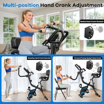 pooboo Folding Magnetic X‑Bike, Upright Exercise Bike for Home Gym - color: Black