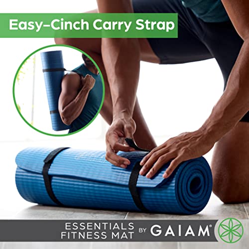 Gaiam Thick Yoga Mat, Exercise & Fitness Mat with Easy-Cinch Carrying Strap - color: Orange, size: 2/5" (10MM)