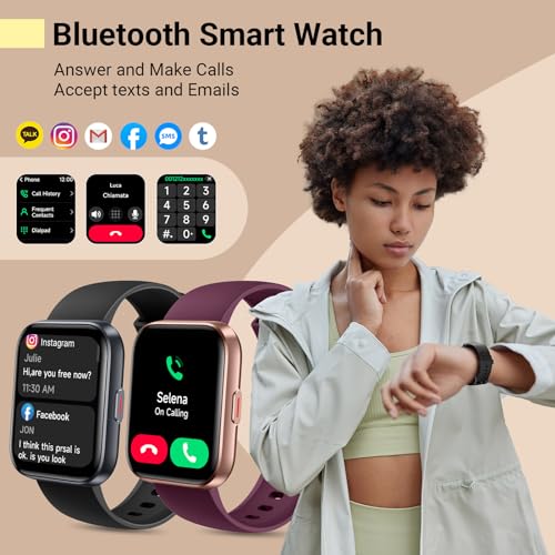 Smartwatch for Women/Men, Compatible with Android & iPhone, 1.8'' Fitness Tracker Watch with Alexa, Call & Notification Alerts, Heart Rate & Sleep Monitor, 120 Sports Modes, Waterproof Smart Watch - color: Galaxy Black