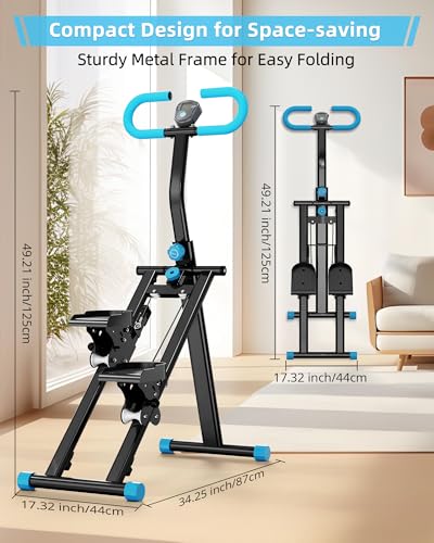 Stair Stepper for Home, Vertical Climber Workout Machine with Handlebar - color: Blue