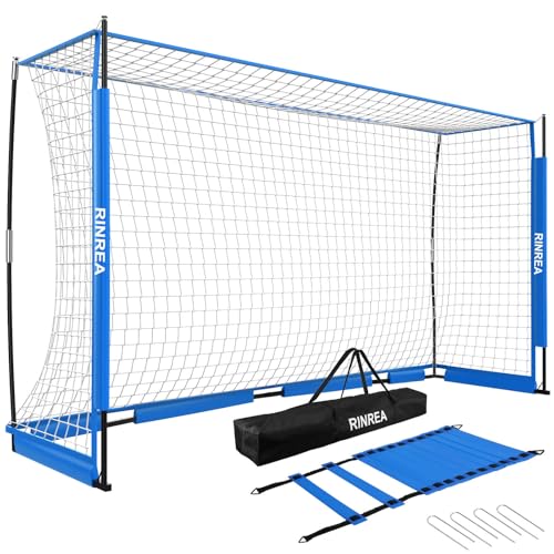 RINREA Portable Soccer Goal, Soccer Nets for Backyard with Agility Ladder - color: Standard Blue