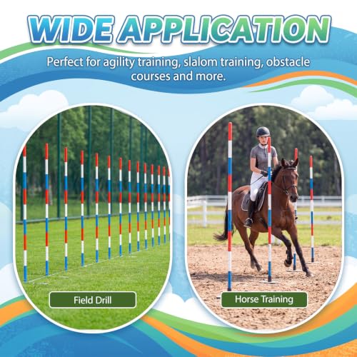 Junkin 10 Pcs 6ft Adjustable Pole Bending Poles, Horse Agility Set with Bag