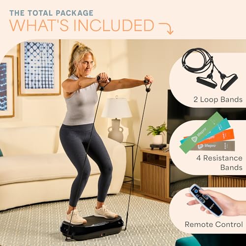 Lifepro Waver Mini Vibration Plate Exercise Machine with Resistance Bands - color: Black