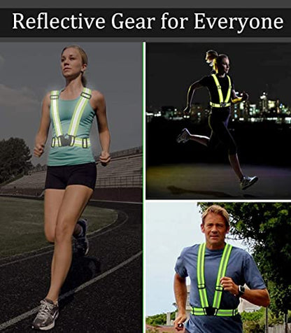 Running Reflective Vest Gear 3 Pack, Adjustable Safety Vest High Visible Reflective Belt Straps Night Walking Vest - color: Green,Blue,Pink