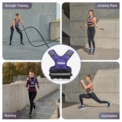 ZELUS Weighted Vest for Men Women,Adjustable 4-32lb Vest, Removable Weights - color: Violet, size: 11-20 lb.