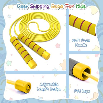 Jump Rope For Kids,Jump Rope Kids,Adjustable Soft Skipping Rope,Toddler Jump Rope With Skin-Friendly Foam Handles For Kids, Boys,Girls,Women, Men,Exercise Activity,Outdoor Fitness - color: Rose Pink + Blue