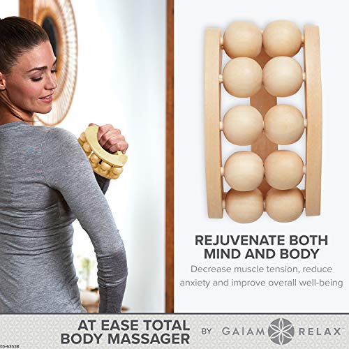 Gaiam Relax Massage Ball Roller, Handheld Wooden Tool