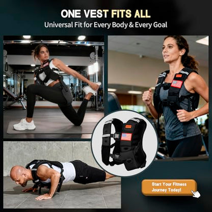WANOON Weighted Vest for Men Women, 8lb/12lb/16lb/20lb/30lb/40lb Fixed Weight, Plus Size Fitness Vest with Phone Pocket & Reflective Strips for Walking Running Rucking Strength Training - size: 40lb