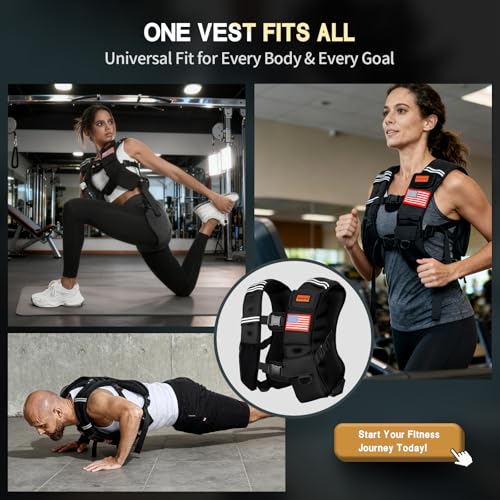 WANOON Weighted Vest for Men Women, 8lb/12lb/16lb/20lb/30lb/40lb Fixed Weight, Plus Size Fitness Vest with Phone Pocket & Reflective Strips for Walking Running Rucking Strength Training - size: 20lb