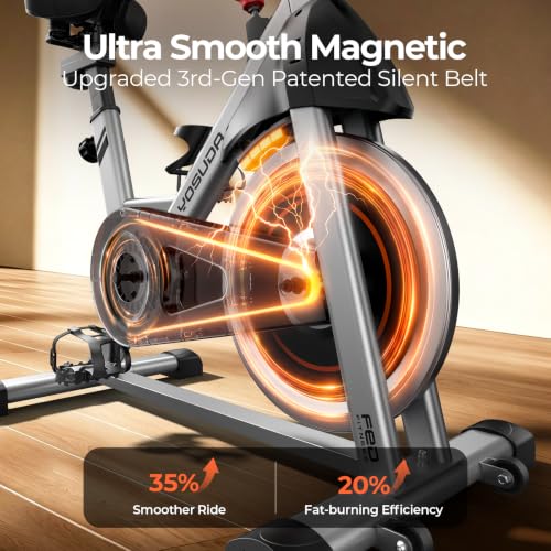 YOSUDA Exercise Bike, Magnetic Friction Stationary Bike with App Training - color: Orange Black