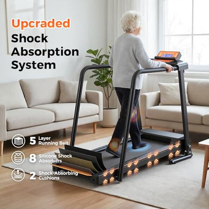 Lastforever Walking Treadmill with Extra-Long Safety Handrails, Home Recovery Fitness Exercise Machine for Elder, Senior Treadmills for Home, Heart Rate Monitor, LED Display, 310 lbs Capacity