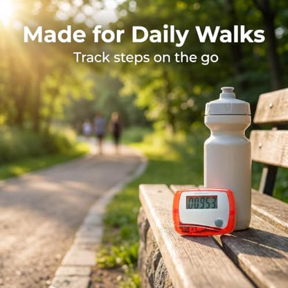 Red Portable Counter Mini Digital LCD Pedometer Sports Walking Running Step Meter Walking Distance Miles, Calorie Counter, Daily Target Monitor, Exercise Time