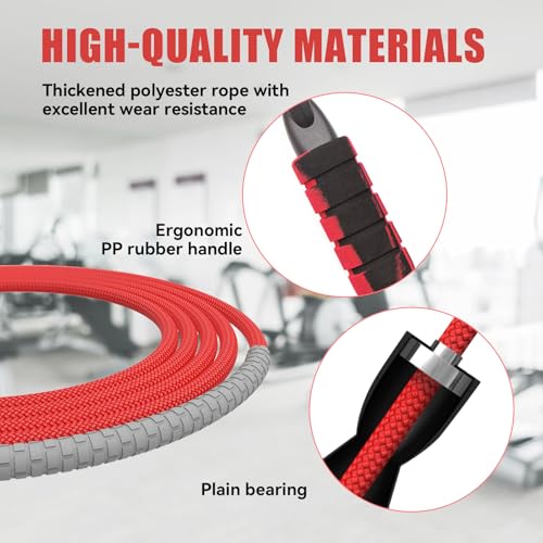 Jump Rope for Women & Men Adjustable Length Cotton Skipping Rope for Adults & Kids Workout Equipment for Weight Loss, Cardio, Boxing & Fitness Suitable for Home, Gym & School Use
