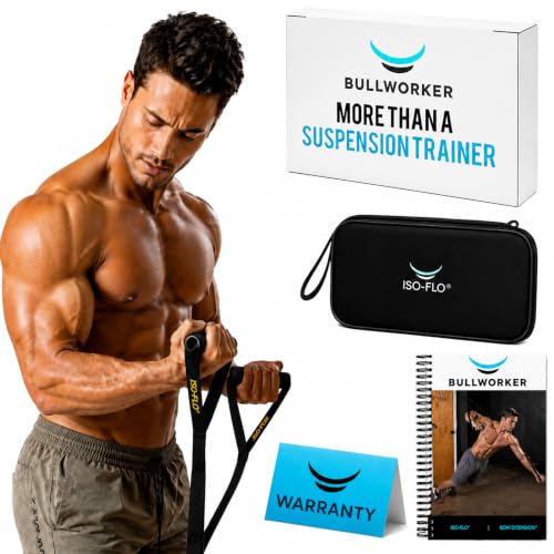 Bullworker ISO-FLO Suspension Trainer Straps - Isometric Exercise Equipment Portable Home Gym for Full Body Strength Training and Self Resistance Band, Cable Machine for Chest, Arms, and Back Workouts