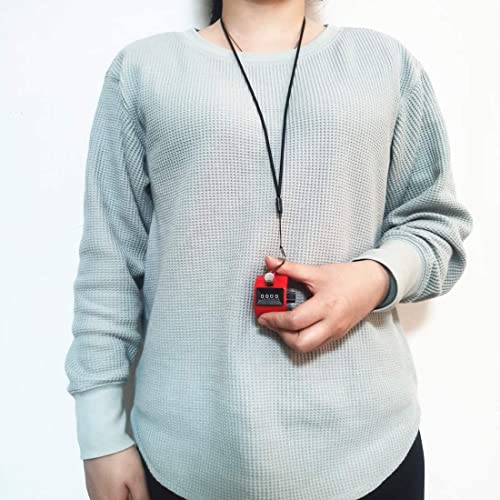 JJLFresheners 1PC FormVan Hand Tally Counter with Lanyard, Mechanical Lap Tracker Manual Clicker with Metal Finger Ring Hoop Holder, Red