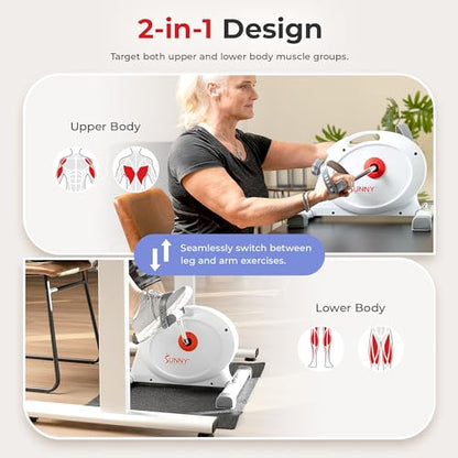 Sunny Health & Fitness Smart Mini Cycle, Under Desk Pedal Arm/Leg Exerciser - color: White