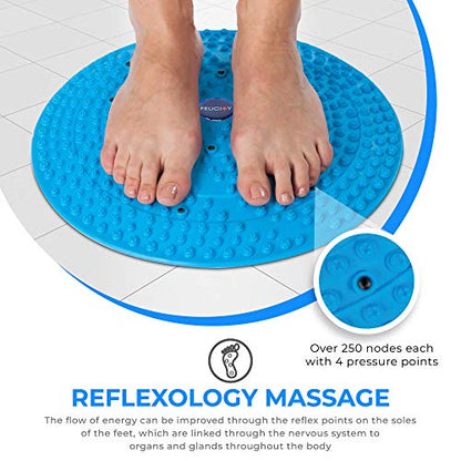 Daiwa Felicity Foot Massager Mat - Reflexology Mat with Magnetic Therapy Acupressure Disc - Ergonomic Acupressure Mat for Feet Relaxation, Pressure Point Pad - (Blue) - color: Blue