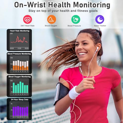 Fitness Tracker with 24/7 Heart Rate, Blood Oxygen, Sleep Tracker, 1.47''Waterproof Fitness Watch, Activity Tracker with Step Tracker for Women Men - color: White