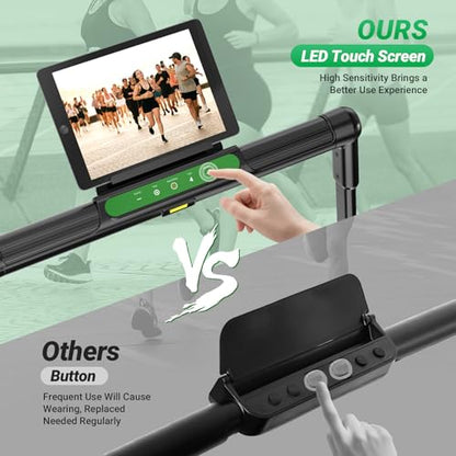 THERUN Walking Pad with Handle Bar, 2 in 1 Under Desk Portable Treadmill - color: New Green Black