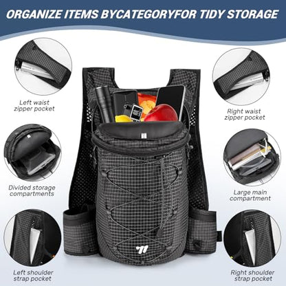 Lightweight Hydration Backpack with 2L Water Bladder Running Hydration Vest Backpack Specialized Hydration Pack for Cycling, Hiking, and Mountaineering - color: black
