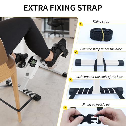 MOMODA Under Desk Bike Pedal Exerciser with LCD Display Portable Mini Exercise Bike for Arm and Leg - color: White