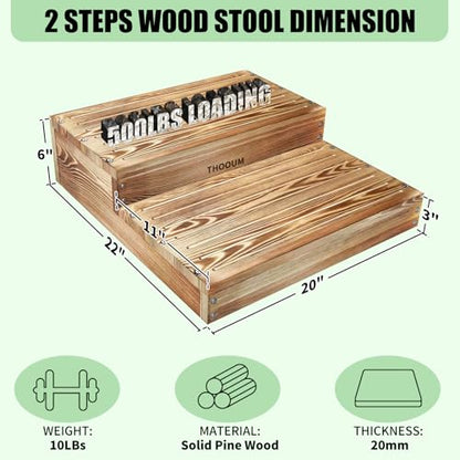 6.0" Height Wooden Moderate 2 Steps Stool for Elderly High Beds, 20.0" W - size: 20.0" W