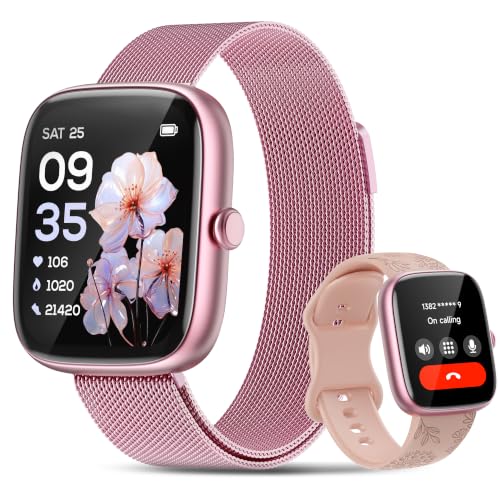 Smart Watches for Women Android/iPhone, Fitness Trackers with Answer/Call - color: Pink