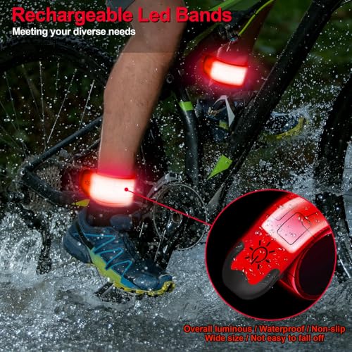 LED Armband Rechargeable, 2Pcs High Visibility Running Gear for Night - color: Red