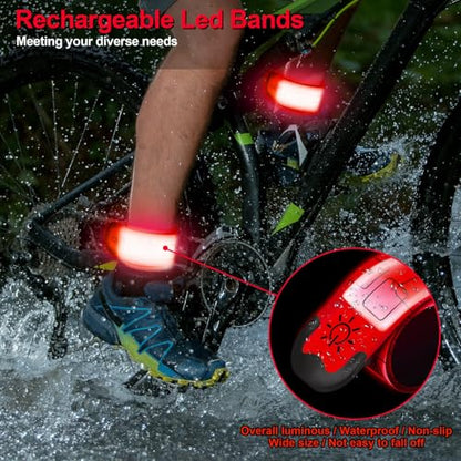 LED Armband Rechargeable, 2Pcs High Visibility Running Gear for Night - color: Red