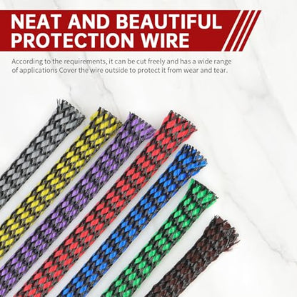 Expandable Braided Cable Sleeve, PP Yarn + PET Braided Expandable Sleeving Cable Management Protection High Density PET Wire Cover Sheath for Cables (Blue Black, 12mm-19ft) - color: Blue Black, size: 12mm (15/32")-19ft