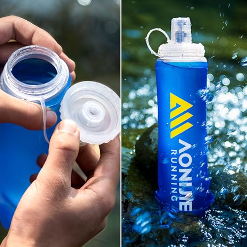 Azarxis TPU Soft Flask Collapsible Water Bottles BPA-Free 250ml 350ml 500ml for Hydration Vest Pack Running Hiking Cycling Climbing - color: 500ml - 1 Pack