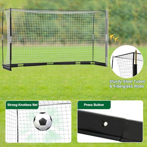 RINREA Portable Soccer Goal, Soccer Nets for Backyard with Agility Ladder - color: Standard Black
