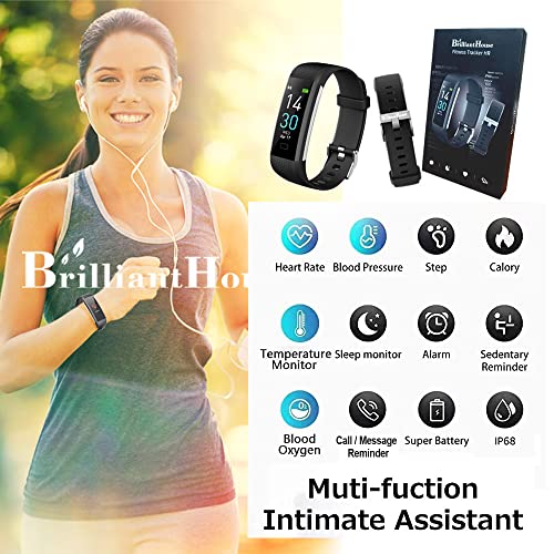 BrilliantHouse Fitness Tracker with Heart Rate Sleep Monitor Step Counter, Activity Tracker IP68 Smart Watch Health Tracker Pedometer for Man Women