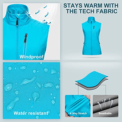 33,000ft Women's Lightweight Running Vest with 6 Pockets for Travel Golf - color: Bright Blue, size: XX-Large